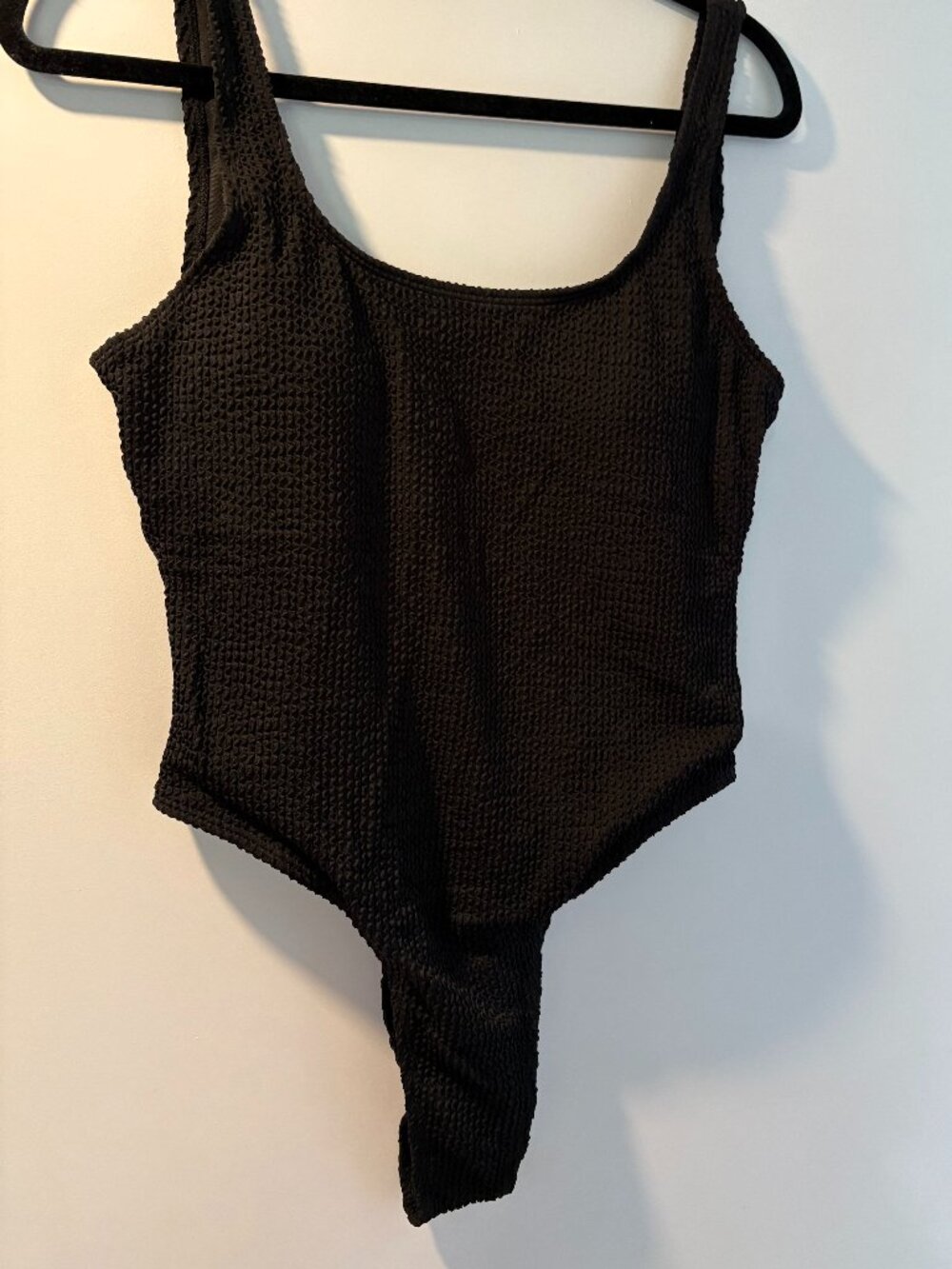 Black Textured Scoop Neck Tank [Bodysuit/One Piece Swimsuit] Size S